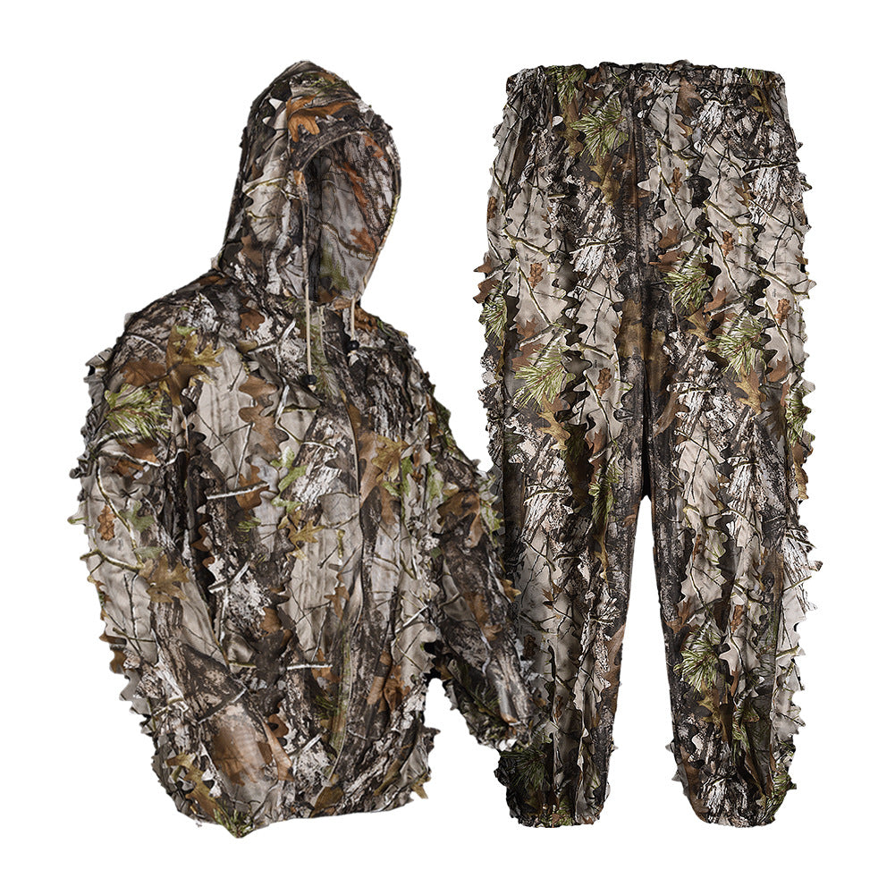 3D Bionic Camouflage Hunting Suit | Hooded Jacket & Pants Set for Outdoor Stealth and Tactical Training