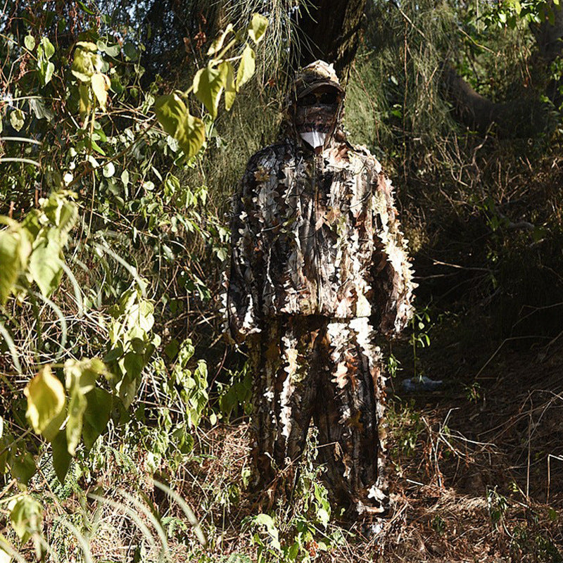 3D Bionic Camouflage Hunting Suit | Hooded Jacket & Pants Set for Outdoor Stealth and Tactical Training
