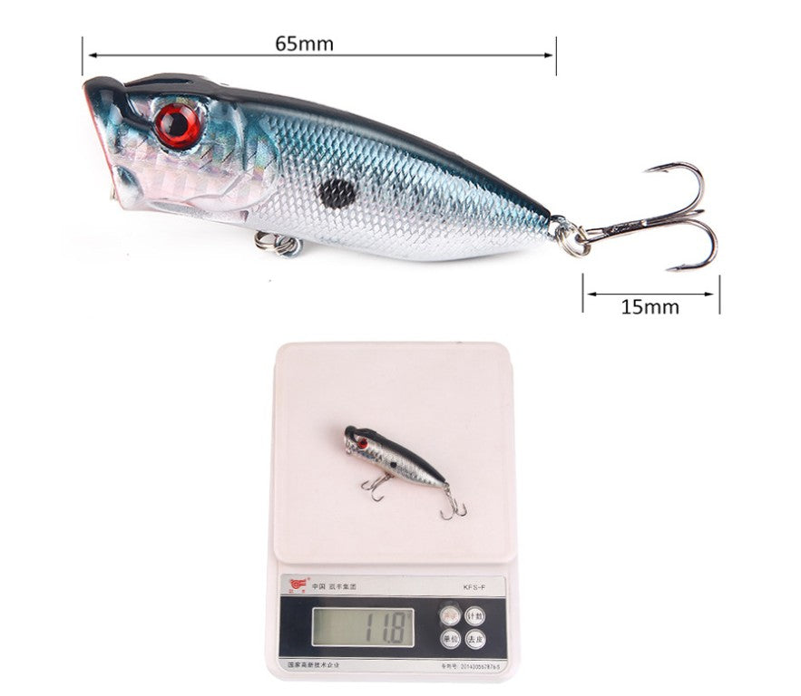 5-Piece Topwater Popper Fishing Lure Set | Multi-Color Artificial Bait for Freshwater & Saltwater Use