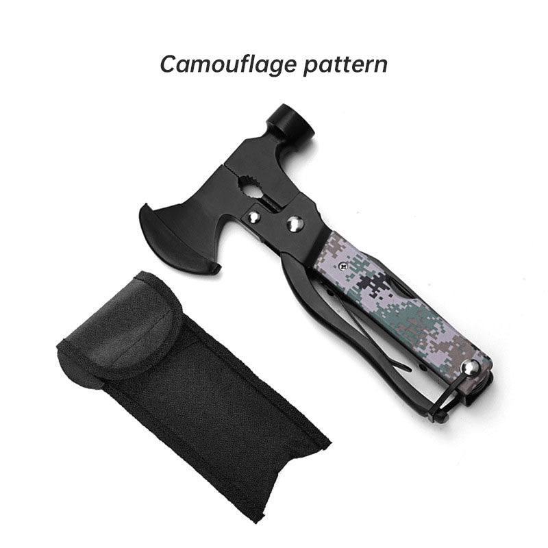 Multifunctional Camping Axe Hammer | Folding Survival Tool for Tent Stakes, Emergency, and Vehicle Rescue